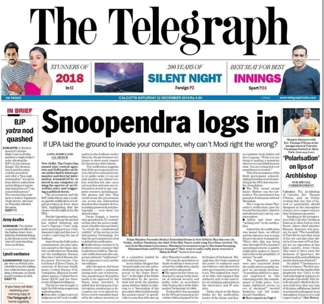 rnyadavrny's tweet photo. इसे कहते हैं हेडलाइन

#Snoopendra
#NDASnoopingRow #SnoopingControversy 
#SnoopendraModi https://t.co/OeEMOjuIIE