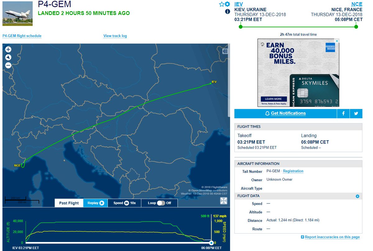 Viktor Medvedchuk's (Putin is his daughter's godfather/Manafort) P4-GEM 12/13/18 Kiev-NiceValeriy Khoroshkovskyi's (Ex-1st Vice Prime Minister of Ukraine/Ex-head of the SBU) M-YJET 12/14/18 Cuneo-Nice @Prizrak_opery @JohnSchindller  @OfeliyaDD  @edgar_kelwin  @BorisBorisenko5