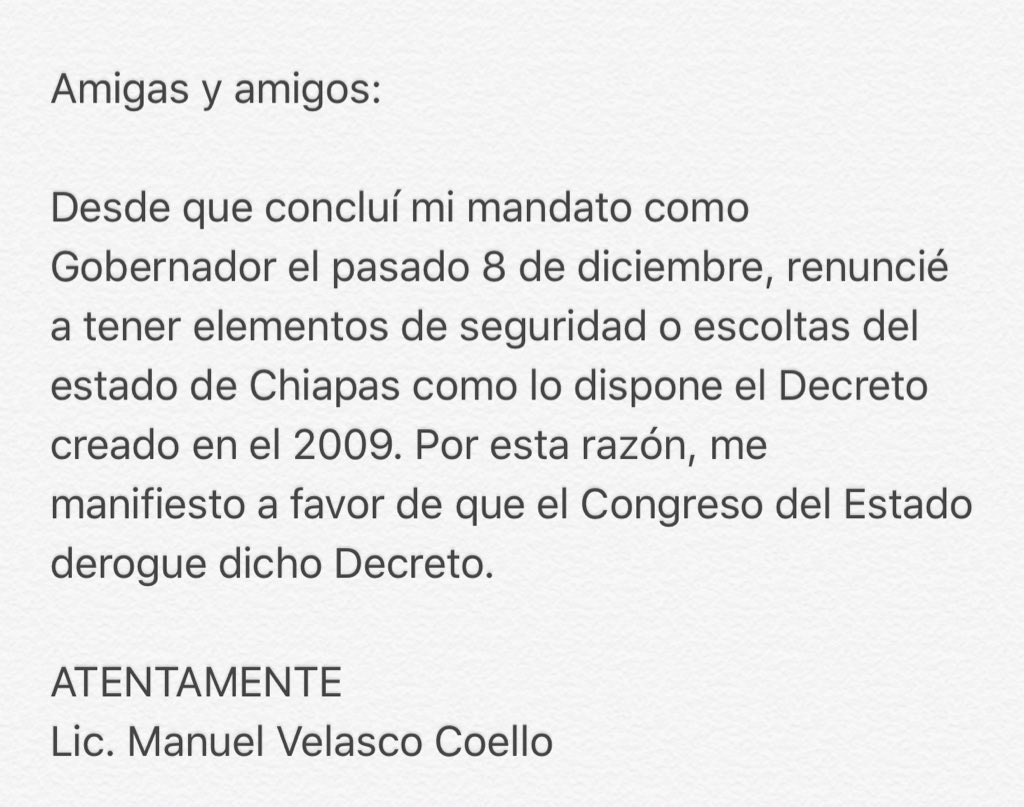 Carta Opinion Publica Congreso Derogue Decreto Manuel Velasco