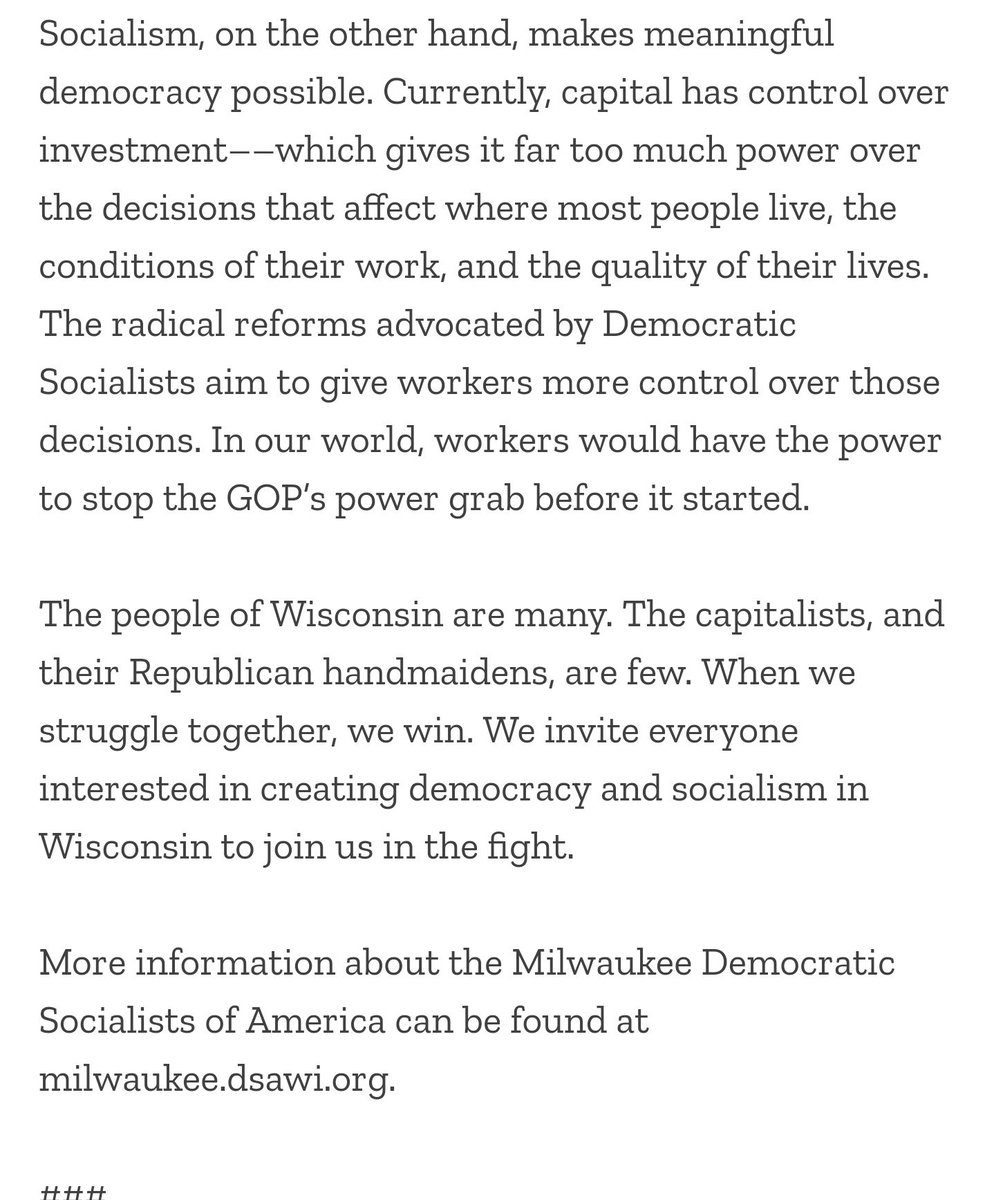 MILWAUKEE DSA STATEMENT ON THE GOP’S LAME-DUCK COUP #WIPowerGrab #wipolitics 
milwaukee.dsawi.org/2018/12/04/mil…