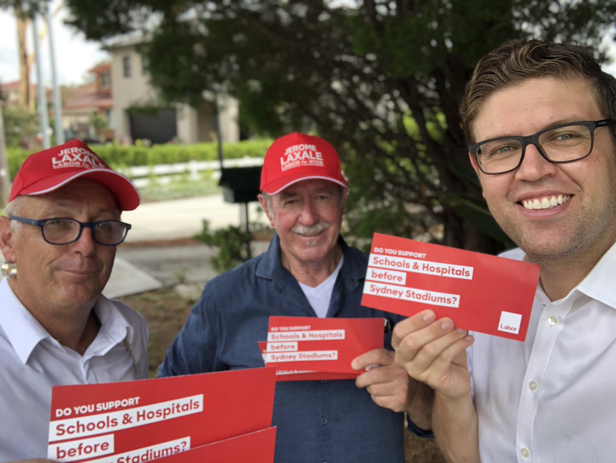 jeromelaxale's tweet photo. Here in #Eastwood people are saying #schoolsandhospitalsbeforestadiums. 

Don’t knock the stadium down before the election Gladys! Let the people decide. #ryde #nswpol @NSWLabor @michaeldaleyMP https://t.co/hZyxITlLCw