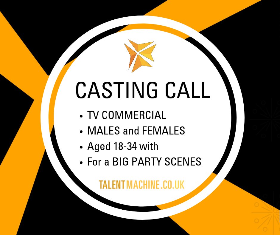 We have an upcoming project creating a club night for a 🎬 TV commercial.
🎥 Filming Dates: Early January.
Pay rate: FAA / PACT
You can join us and be considered for this job and others, visiting this section of our website:
talentmachine.co.uk/artist-registr…
REFERRAL CODE: PARTY 1/19