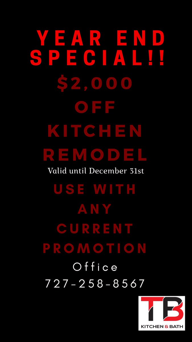 We have your  #FridayMotivation to remodel your kitchen. #tampabay. Let us know that you are coming from Twitter to apply this promotion.
