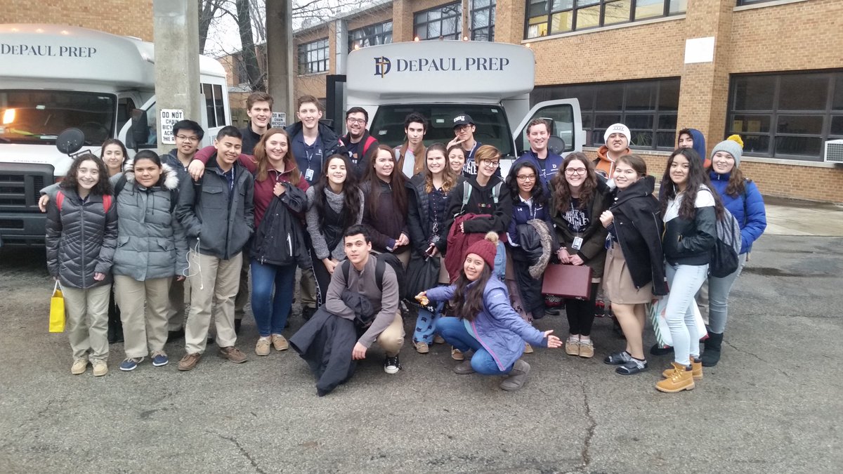 DePaulPrepAD's tweet photo. The @DePaulPrep Theater Society loads the buses to @DePaulU Theatre School to perform The Gift of the Magi.  These Rams are #Champions  #AllInDePaulPrep "Break a leg!" https://t.co/iPYG7bIaWF