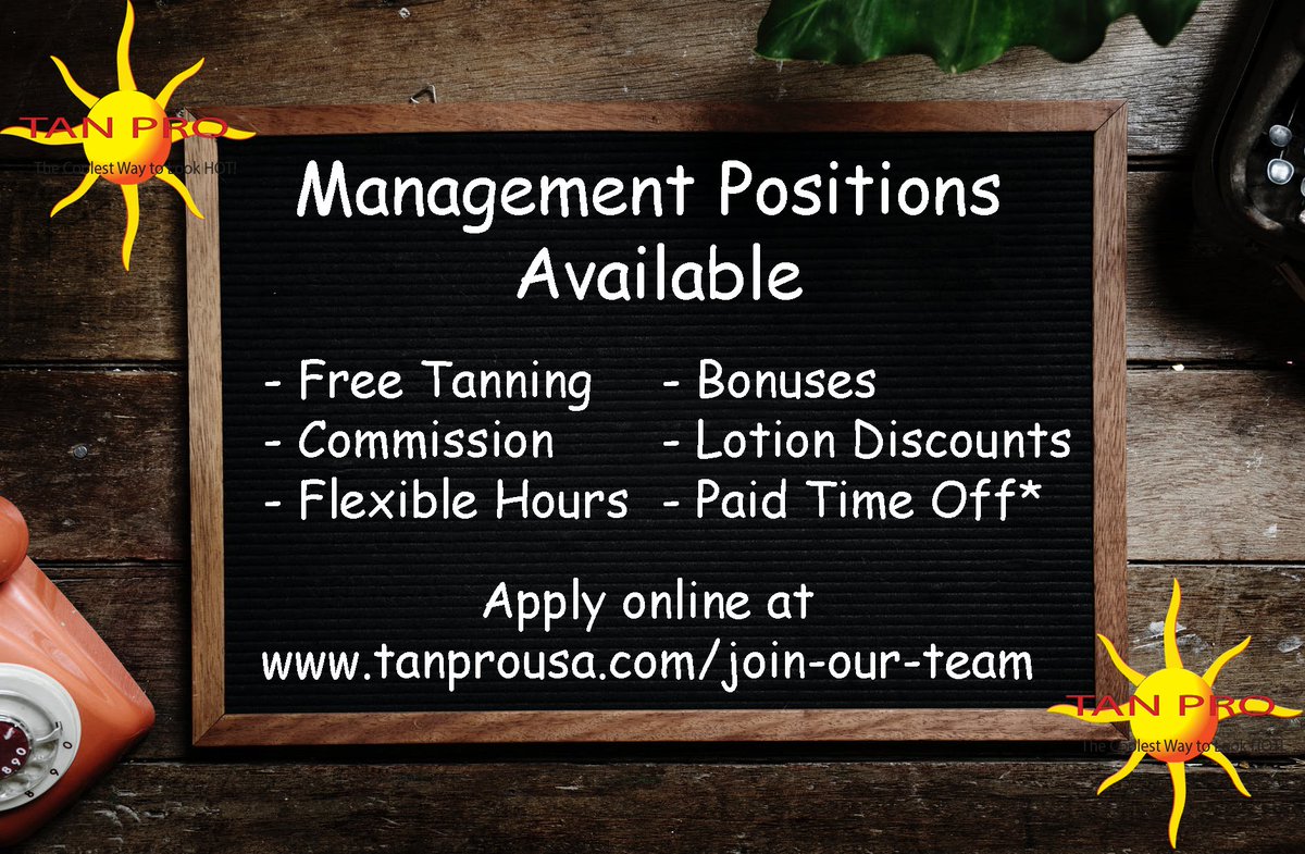 TanProUSA's tweet photo. Have management experience and a love for tanning? Tan Pro is looking for managers for our Polaris and Dublin locations! Get great benefits like free tanning, bonuses, PTO*, and more! Apply online today @ https://t.co/bLa0vAKGDK #TanPro #TanProUSA #ManagementOpportunity https://t.co/IaWxlehNH8