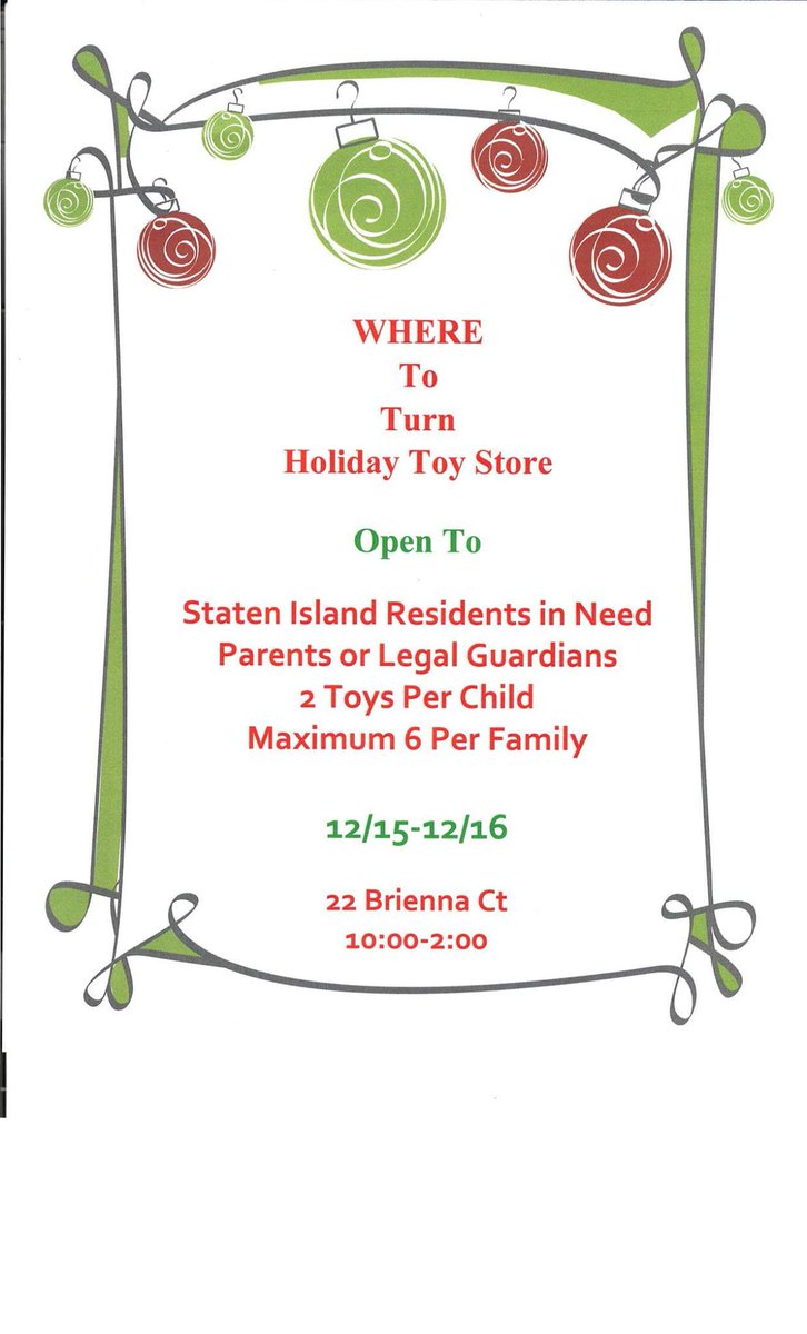 WhereToTurnSI's tweet photo. #StatenIsland once again we are hosting our Christmas store! Must have ID, no need to bring the kids. Come by to pick up or #donate https://t.co/W9naxmqMfA