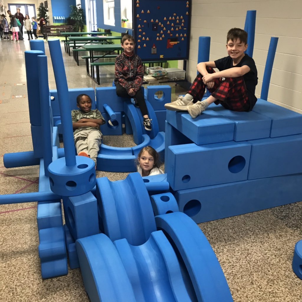 3rd Graders built a solution to a problem in a story we read together. The Gingerbread Pirates needed a ship so the students used the big blocks to make one! #ashlandsoar