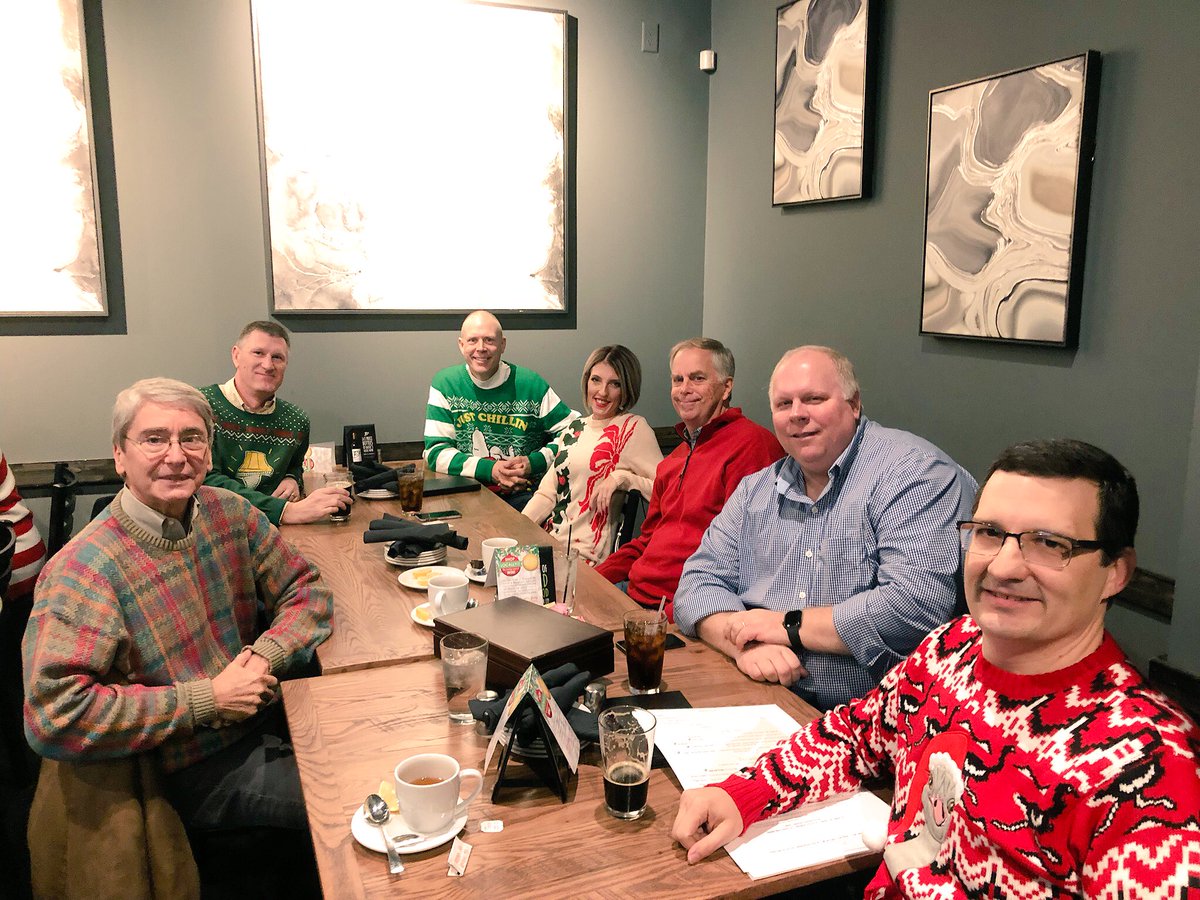 We really know how to rock a #Christmasparty!

Everyone brought their A-game with the #UglyChristmasSweater. We celebrated with lunch at <a href="/basilsonmarket/">Basilsonmarket</a> and a happy hour at @pwatcorporate. 

#tistheseason #funforall #workhardplayhard #competitionpainting #lotsofbeer