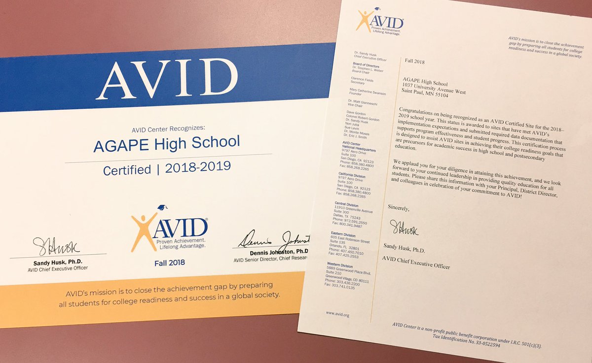 Thank you AVID national! Congratulations AGAPE staff and students. <a href="/sppsavid/">SPPSAVID</a>
