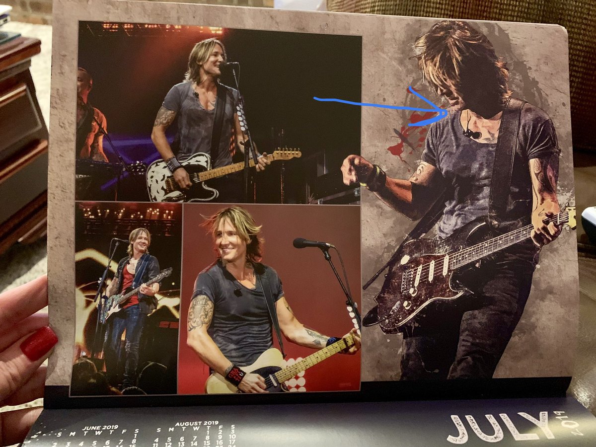 countrymuzcfan's tweet photo. @KeithUrbanFans My calendar arrived!!  Y’all do such a fabulous job and this year is no exception! I just love it.  The photos taken by everyone are just FANTASTIC! Mine appears in July!! 🎸🎸 https://t.co/oarsi0v4Q1