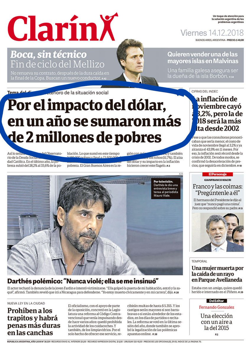 El dólar causó dos millones de pobres.