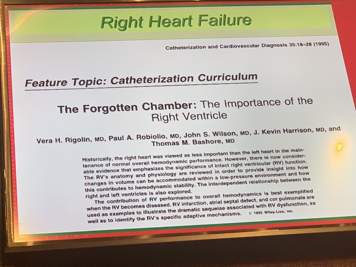 DTPham_CVSurg's tweet photo. Moderating session today on #acuteMCS and pops up slide authored by @RigolinVera et al @NMCardioVasc from 1995. Thinking about #RVF waaaay before most of us. https://t.co/9YnsuUY1lC