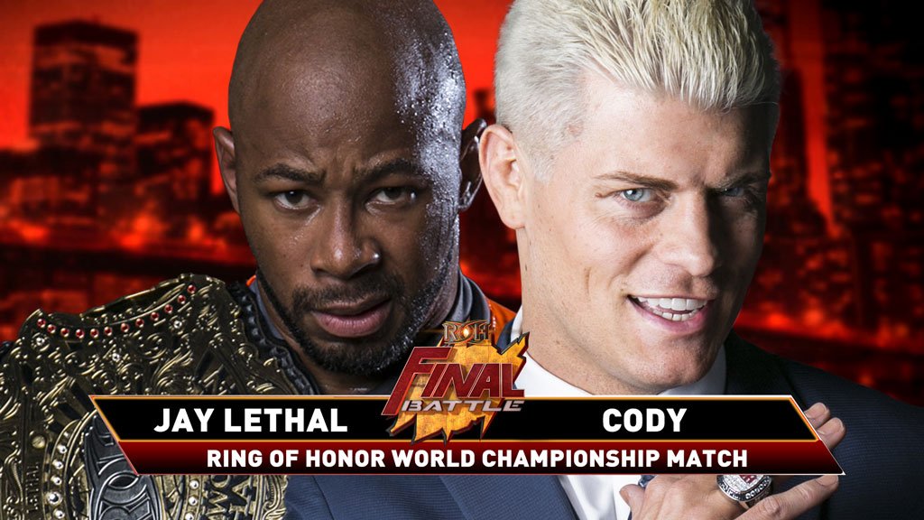 Triller_TV's tweet photo. Which match steals the show tonight at @ringofhonor #ROHFinalBattle? Let us know &amp; join us at 8PM ET LIVE on https://t.co/qrNFVd4mHo PPV https://t.co/GoC0hreQQt | @TheLethalJay @CodyRhodes @MattJackson13 @NickJacksonYB @RealJeffCobb @theAdamPage @MattTaven @theDALTONcastle https://t.co/UATZZ4Bc3p