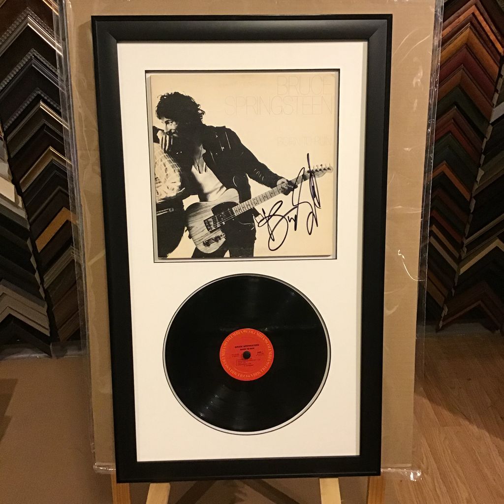 This #BruceSpringsteen #autographed copy of #BornToRun looks fantastic in its #multiwindow #mat and #Customframe. #framedrecord #classicrock 

#customframeshop #customframing #customframes #fellspoint #framing 
#theframeroom