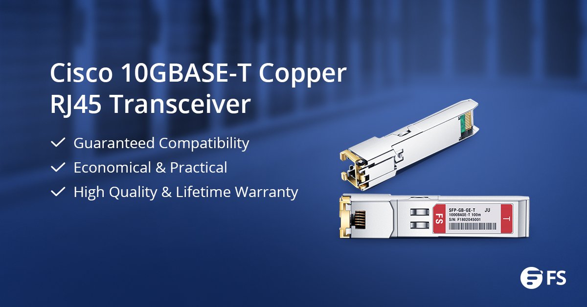 FScom_inc's tweet photo. This Cisco compatible 10GBASE-T SFP+ copper RJ45 transceiver is specifically designed for high speed links over Cat 6a/7 cable, enabling 30 meters on 10Gbps transmission. Details: https://t.co/9JoWctAkAE #Ethernet #Cat7 #10gbase-t https://t.co/GN7YslXouf