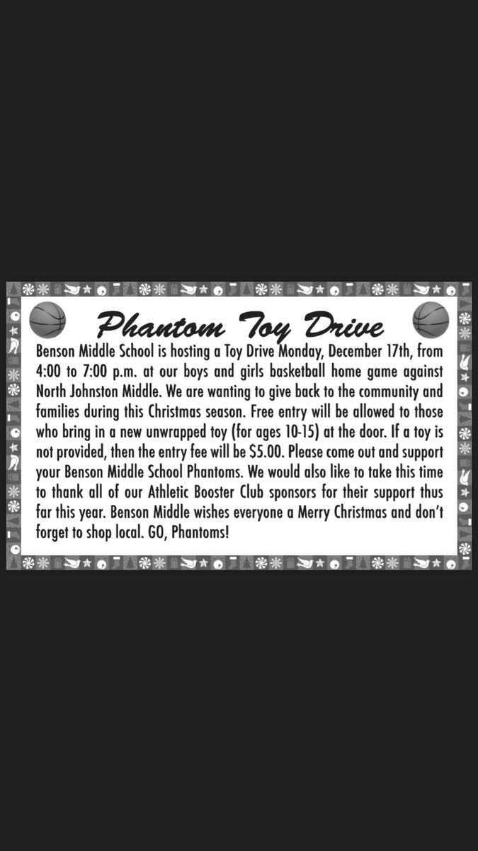 Coming to the BMS basketball game Monday, December 17th? Bring an unused toy for ages 10-15 and get in for free! See below for more details. 
<a href="/NoJo_Jaguars/">NJMS Athletics</a>