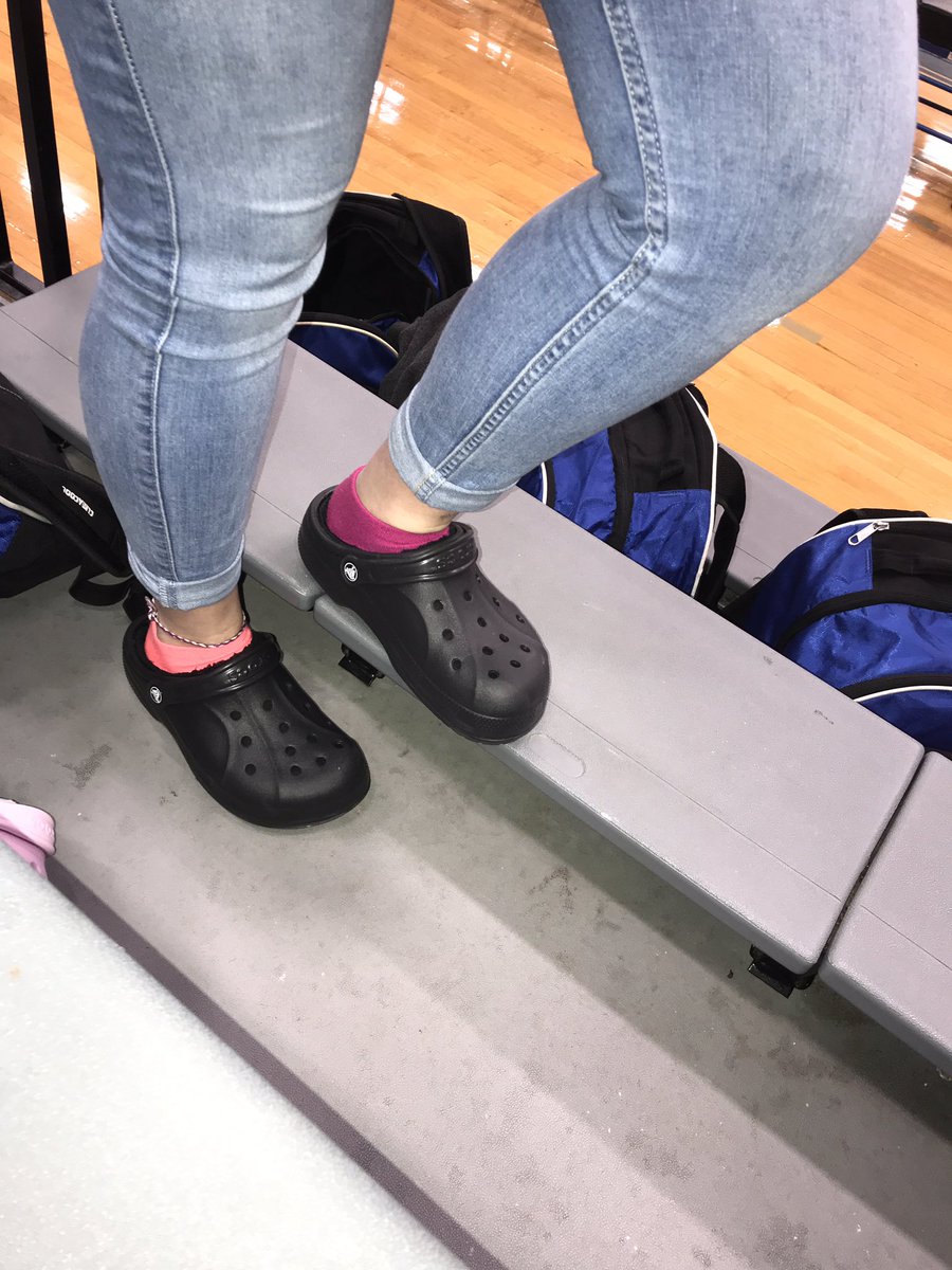 crocs and jeans