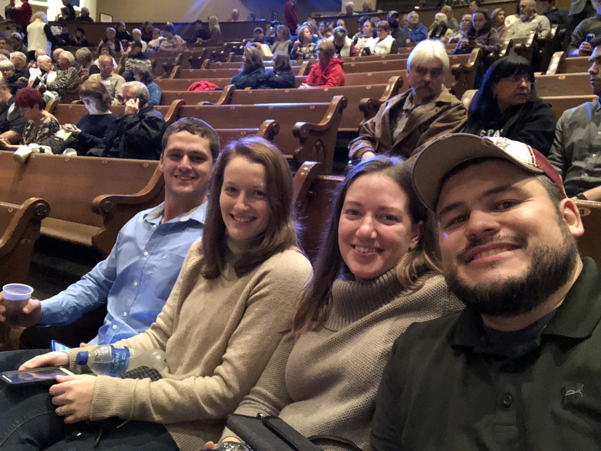 jwasbullfrog's tweet photo. Night away from the kids and celebrating these two being newly engaged for less than an hour! Section 16 Row A, Seats 1-4 #Opry https://t.co/i6fQleN0iV