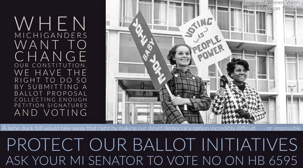 jenelaina's tweet photo. #MILameDuck Action:

#HB6965 would make it INCREDIBLY difficult for constitution amending ballot proposals from citizens - Like Props 1, 2, 3 we just passed - from ever getting on the ballot. Targeted call list and background here ⬇️

https://t.co/vkH640osZW

#mileg #MIPowerGrab https://t.co/qs404JYTGN
