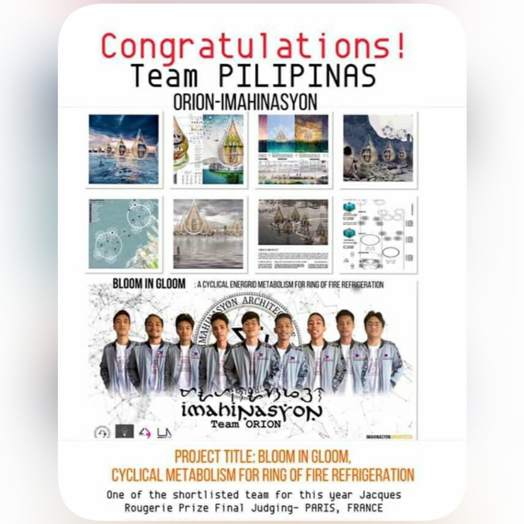 earist1945's tweet photo. News: Architecture students of EARIST will represent the Philippines in the final judging of Fondation Jacques Rougerie's International Competition in Architecture on January 2019 in Paris, France. https://t.co/jGTIbR40lE