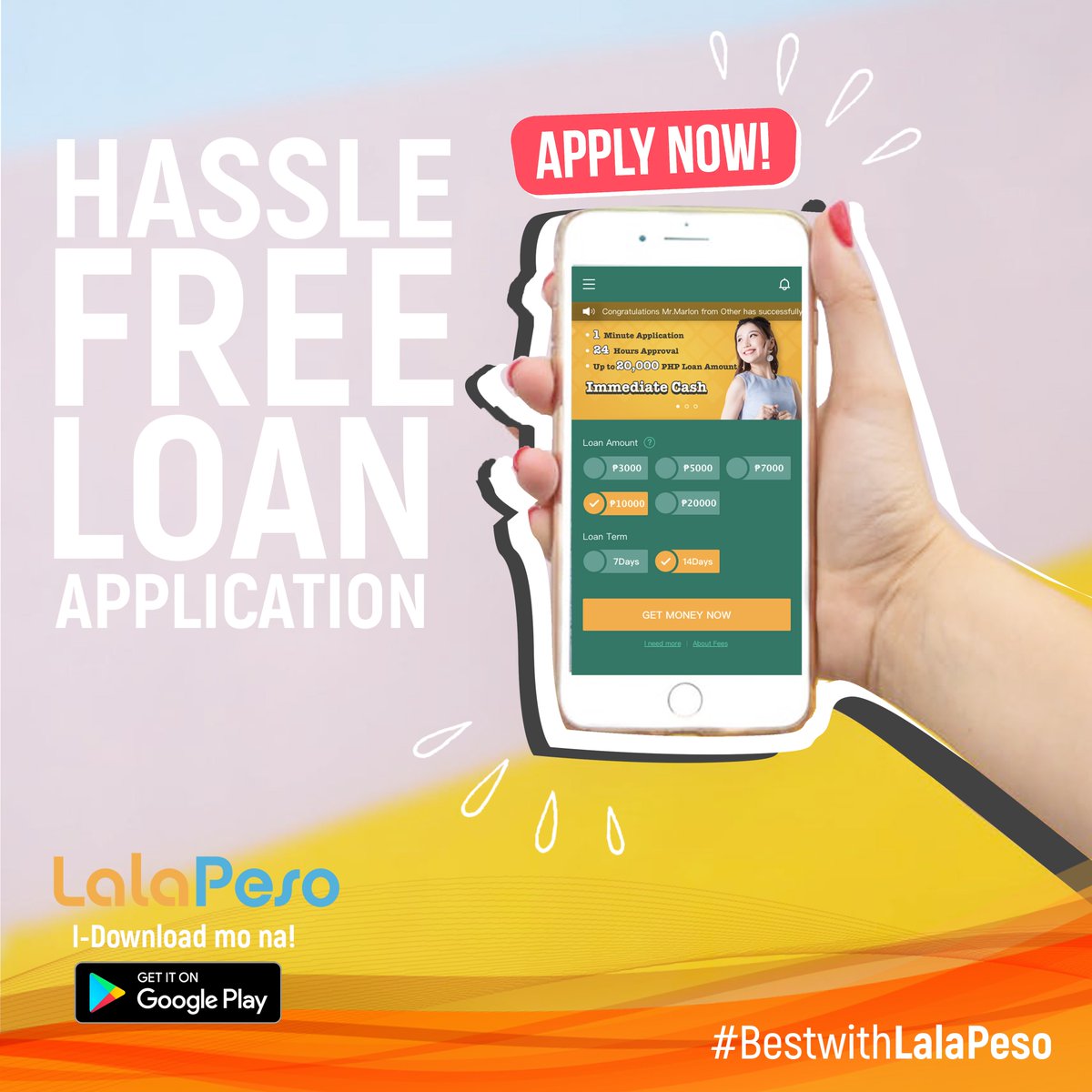 lalapesoph's tweet photo. Gusto mo ba ng hassle free loan application?

I-awasan ang stress sa pag apply ng iyong loan! Download now our Lala Peso App ( Via Google play store (https://t.co/6QvddYbKJ7) .

Apply and get your loan approval today!
.
.
.
#BestWithLalaPeso https://t.co/Xi0pwCv7Sl