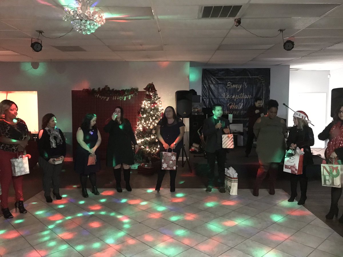 NLPerez3's tweet photo. Secret Santa 🎅 gift exchange 🎁 at @SanchezES_HISD Christmas party! #party #comingtogetherasone #ActGoDo https://t.co/nb7hAelSd8