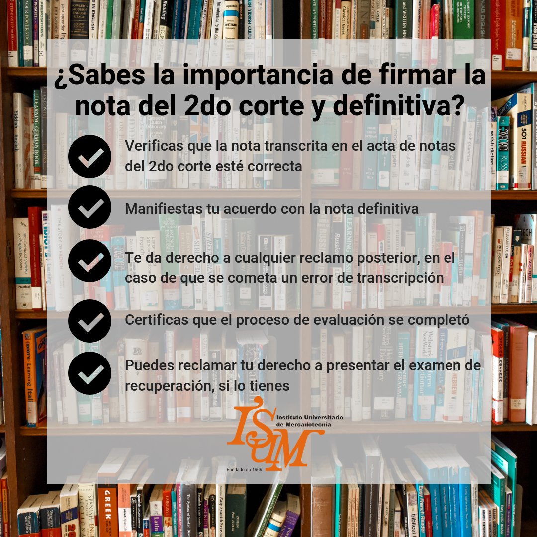 isum_com_ve's tweet photo. Es muy importante que firmes tu nota final en el acta de notas. Te protege de las consecuencias de cualquier error. Conserva todas las evaluaciones escritas y pide a tu profesor una escala para las evaluaciones orales como constancia. 
.
.
#finales #notafinal #isumesexito https://t.co/Wq9gO5Jejo