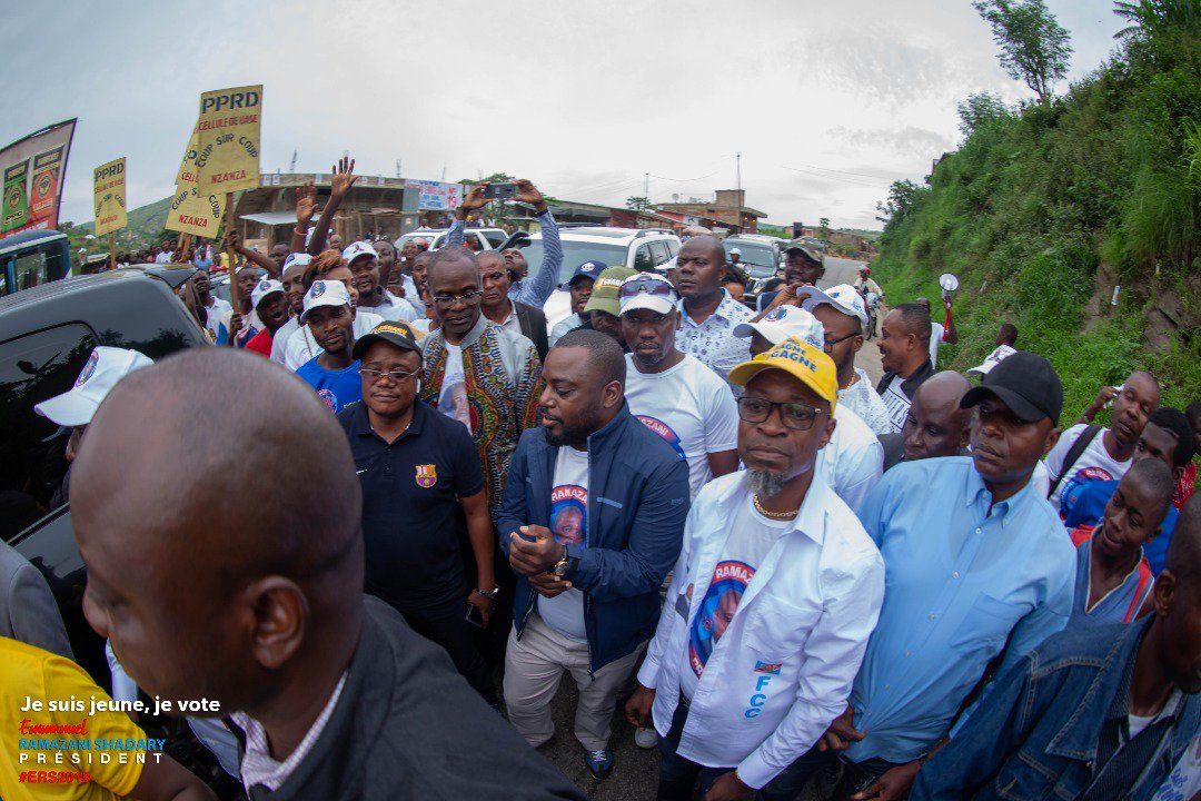 JfccRdc's tweet photo. Après Lubumbashi, Likasi, Kolwezi, Kamina, Kalemie, Mbandaka, Kisangani et Bukavu, @zoekabila, Coordonateur National de la @JfccRdc, accueilli triomphalement hier soir Matadi pour mobiliser la Jeunesse du Kongo Central en faveur de @EmmanuelShadary. Victoire de #ERS13 assurée !! https://t.co/NmkB6LcikP