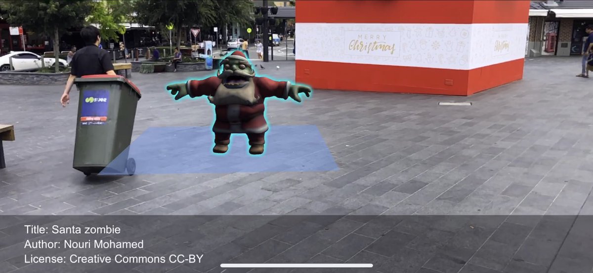 dhurba_sherchan's tweet photo. Somebody is here to steal the Christmas #HoHoHo @infiniverseAR #AR #AugmentTheWorld #Christmas2018 #Grinch #SantaZombie #StrathfieldSquare #Sydney https://t.co/SaBNZieaVb