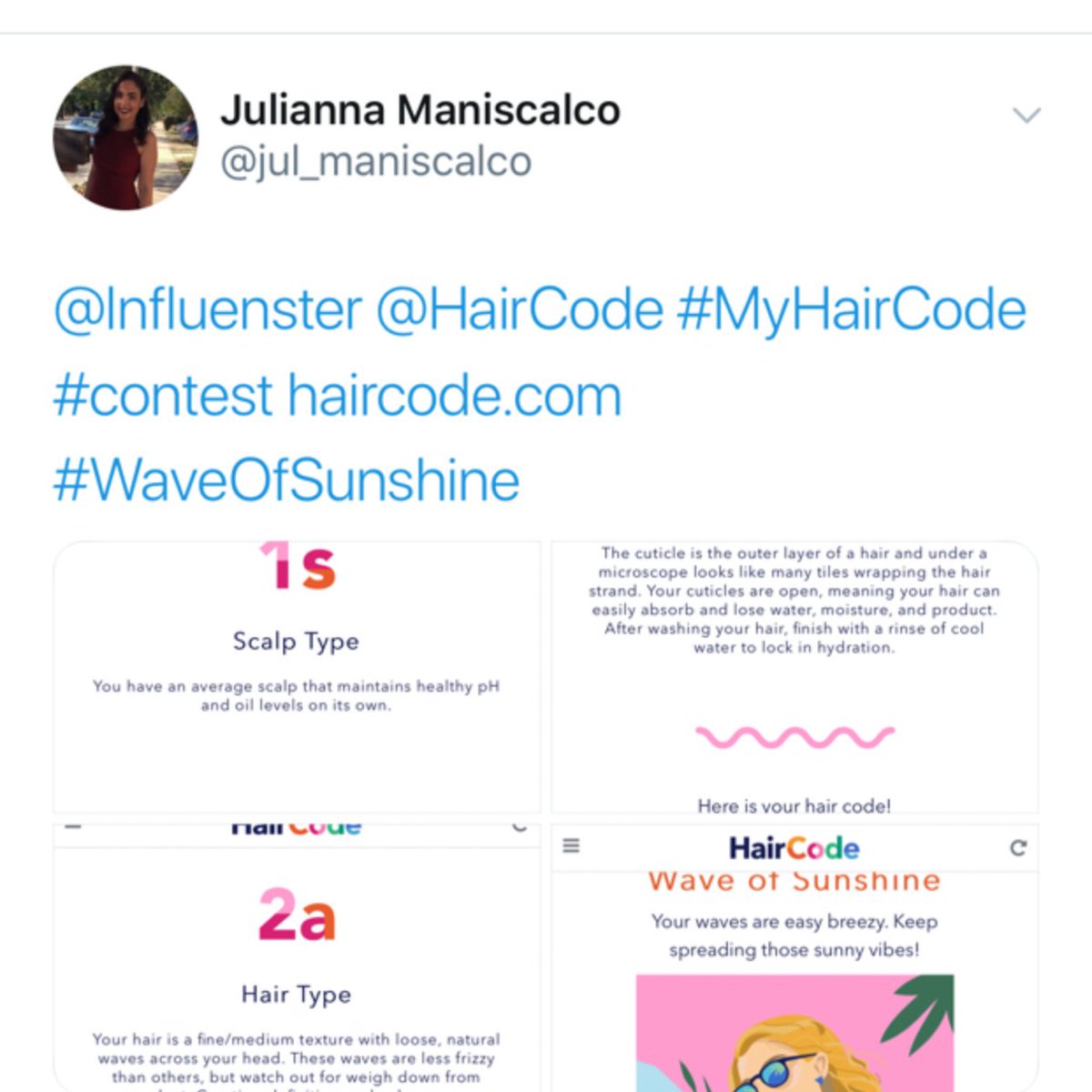 jul_maniscalco's tweet photo. @Influenster [user:HairCode] #MyHairCode #contest https://t.co/voSxpRDwYJ https://t.co/1qgkYv1J7c