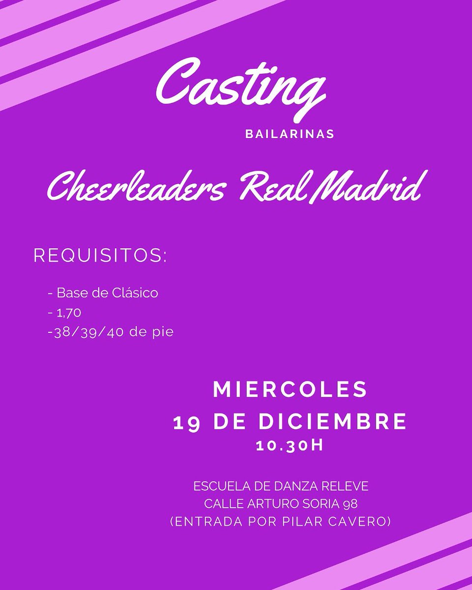 CASTING BAILARINAS
MIÉRCOLES 19 DICIEMBRE
10:30
