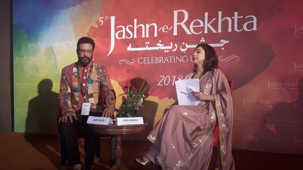jaavedjaaferi's tweet photo. I think we need to start the hashtag #RekhtaRocks RT @Rekhta: Romancing Urdu with @jaavedjaaferi #JashneRekhta https://t.co/dseAQ3kFlf