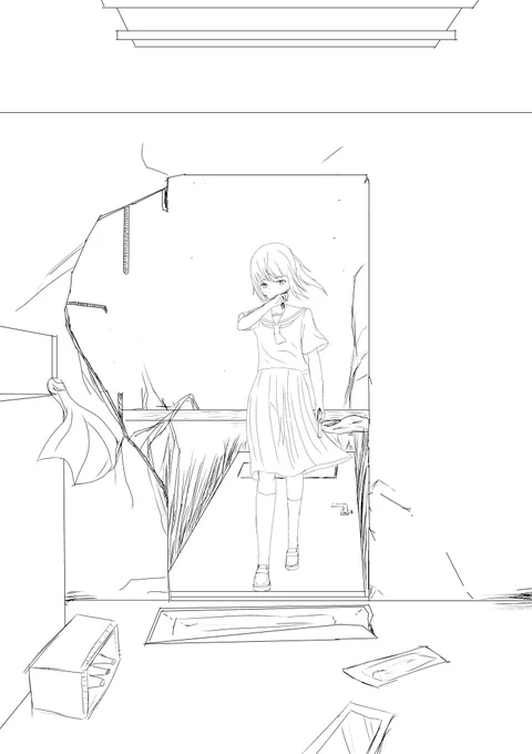 今描いてる漫画の表紙になるかもしれない絵
いじめられっ子の女の子が異世界に行くんだけど、そこはポストアポカリプスの世界で救いようがない漫画
女の子はいつまで普通でいられるか… 