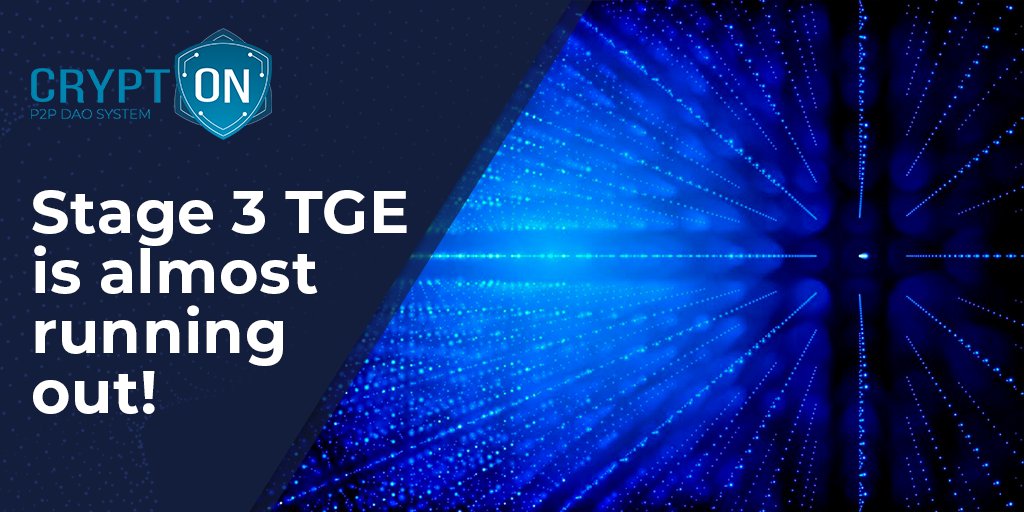 Stage 3 TGE is almost running out! 1 day left!
Read more here: medium.com/@Crypt__ON/sta…
