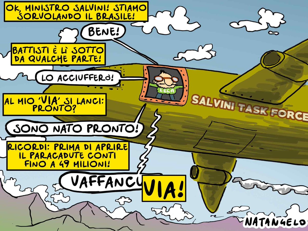 NatangeloM's tweet photo. Salvini Task Force: missione Battisti - da Il Fatto Quotidiano @fattoquotidiano #salvini #battisti #lega #brasile #natangelo https://t.co/n3b8U2RJ25