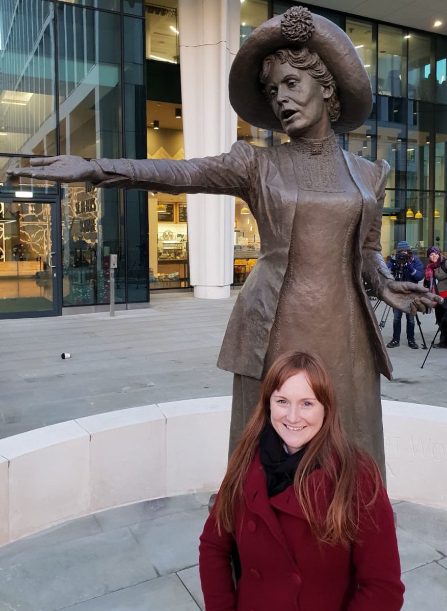 hayleydohertyuk's tweet photo. Fantastic to be part of the @OurEmmeline statue unveiling! Thanks for having me, @BBCRadioManc So lovely to see the #ManchesterMonologue ladies again! @JaynieJM @libbathena @PegeenMurphy @csantrobus https://t.co/GWdf0kl8OX