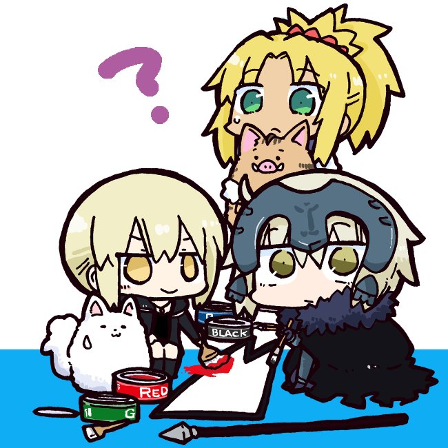 artoria pendragon (fate) ,jeanne d'arc alter (avenger) (fate) ,jeanne d'arc alter (fate) ,saber alter ,saber alter (ver. shinjuku 1999) (fate) multiple girls 3girls blonde hair ? yellow eyes ponytail green eyes  illustration images