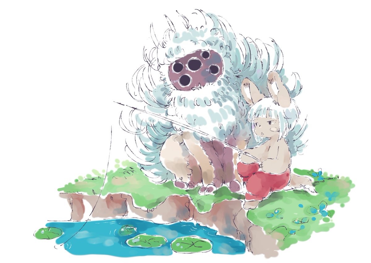 vbnmat's tweet photo. [Quick] #49 "Tama-chan, I'm busy fishing for diner, can't take you out for a walk... Go by yourself and cause no trouble~" 🎣
#FANART #ナナチ #Nanachi https://t.co/gtZ7IuSjAw