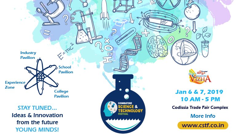 CSTFEvent's tweet image. Watch The Future TRENDS &amp;amp; TECHNOLOGIES...

Celebrate Our City and Ignite The Spirit of INNOVATION &amp;amp; CREATIVITY in The Young Minds!!!

Jan 6 &amp;amp; 7, 2019 From 10 AM To 5 PM @ Codissia Trade Fair Complex

facebook.com/events/7605487… - ENTRY FREE!!!

#CSTF #CelebrateCoimbatore