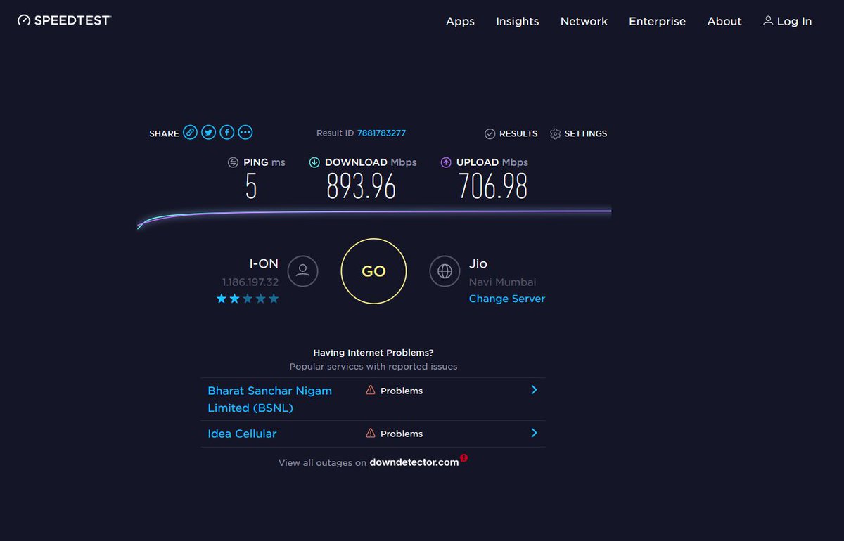 Sanooj_Kumar's tweet image. Thanks for the support, the technical guys worked two days changing their setting to get the speed right, now i am getting close to 900Mbps. Hope i continue getting this speed all along. #highspeedION @dvoisssv