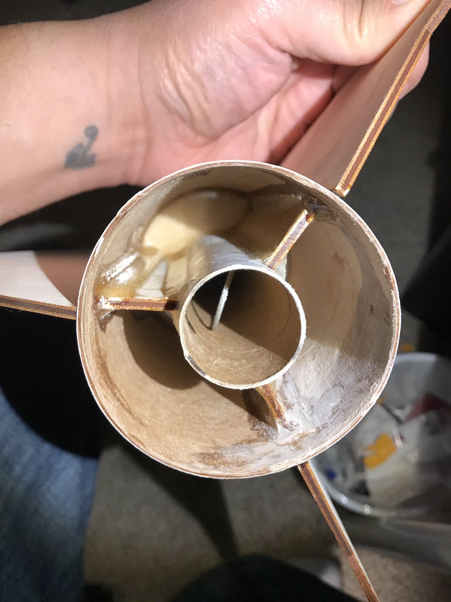 modelrocketguy's tweet photo. So next step on the LOC “Deployer” was internal fillets. I used US Composites 635 Thin Long Cure Epoxy. I use tape to create a “dam”. External fillets... well, not needed to be honest. #modelrocketry #rocketry #modelrockets #locprecision #causerockets #theLOCmafia #locdeployer https://t.co/yOyCZea06P