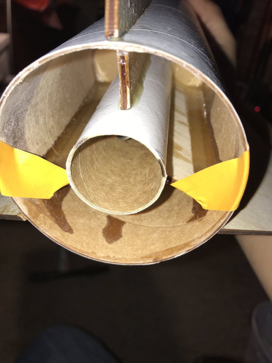 modelrocketguy's tweet photo. So next step on the LOC “Deployer” was internal fillets. I used US Composites 635 Thin Long Cure Epoxy. I use tape to create a “dam”. External fillets... well, not needed to be honest. #modelrocketry #rocketry #modelrockets #locprecision #causerockets #theLOCmafia #locdeployer https://t.co/yOyCZea06P