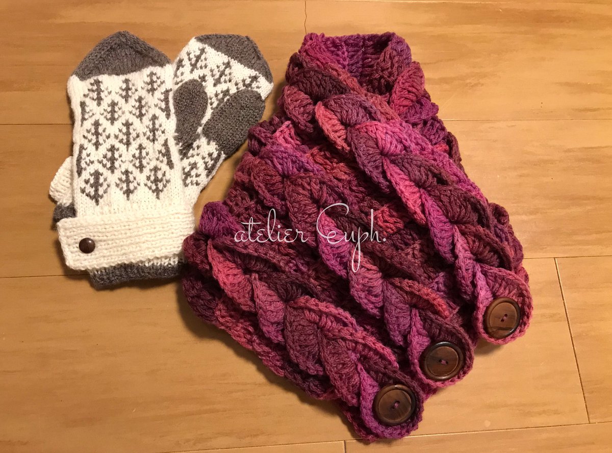 ユーフォ Atelier Euph בטוויטר 三角ミトン完成 使用糸 ソノモノ合太 ハマナカ 使用針 輪針5号 編み図 森のミトン 日本ヴォーグ社 あみこみこもの より ずっと放置してた三角ミトンがついに出来たので 段染めネックウォーマーとともに 妻にプレゼント