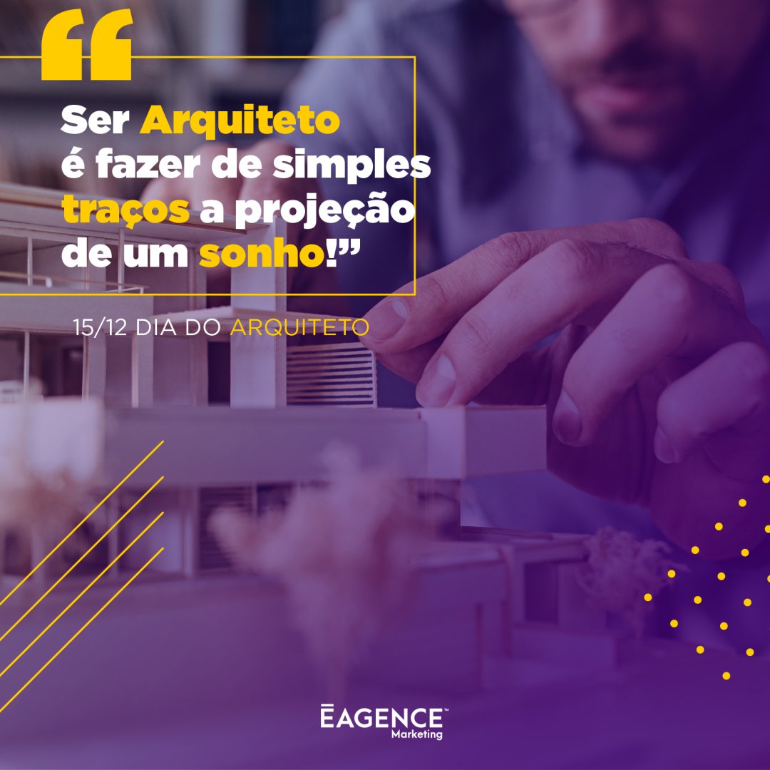 eagencemkt's tweet photo. Graças a eles aquela casa que a gente viu no filme e quis fazer igual, se torna realidade, né? Muito amor pelos arquitetos 💛💜 #eagence #elover #diadoarquiteto https://t.co/NAahfqUGOK
