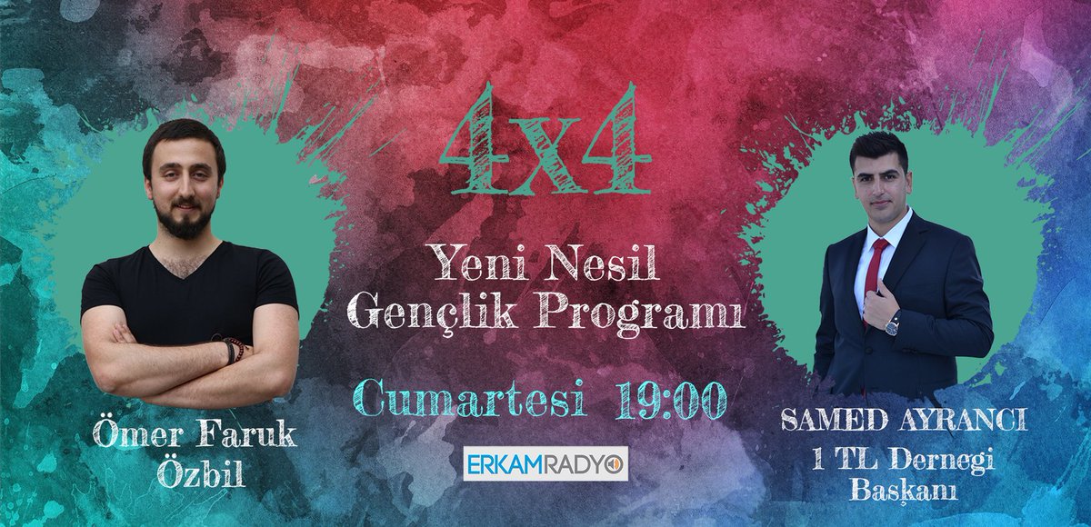 "4×4"te bu hafta Samed Ayrancı'yı (<a href="/_AYRANCI/">Samed Ayrancı</a>) konuk ediyoruz. Bir. Lira Derneği'nin kuruluş hikayesini, faaliyetlerini ve hayallerini konuşacağız. 

Bugün saat 19.00'da Erkam Radyo'dayız.