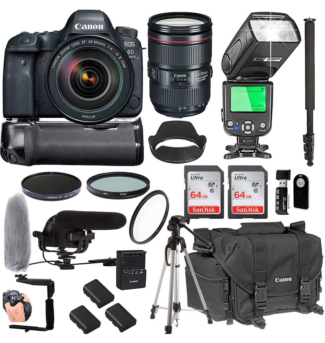 eSellerXpress's tweet photo. @DSLR_CAMERA
.
Canon  EOS 6D Mark II with 24-105mm f/4 L is II USM Lens + 128GB Memory +  Canon Deluxe Camera Bag + Pro Battery Bundle + Power Grip + Microphone +  TTL Speed Light +Pro Filters,(23pc Bundle)
Buy Here>> https://t.co/pwpx5Wi8ir
_
Keyword= #Camera #Dslr #Dslr_Camera https://t.co/UPqi3c0m2o