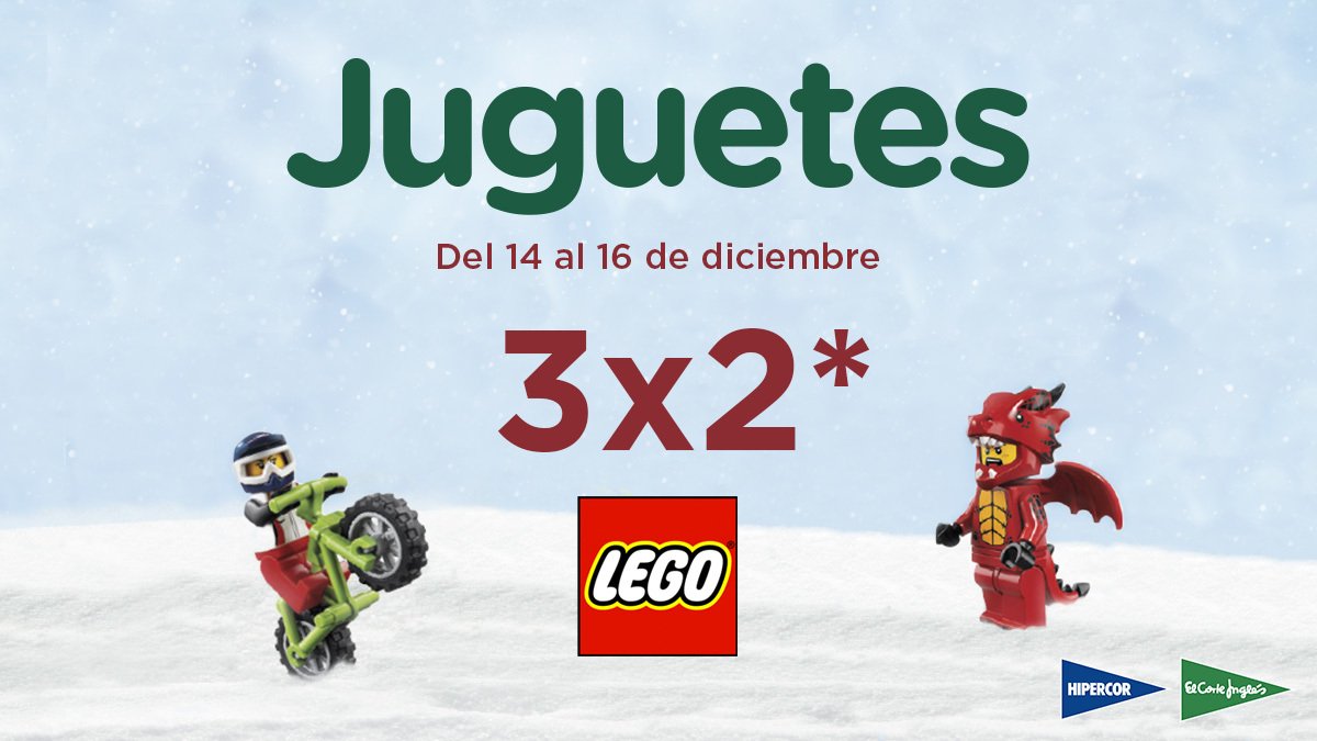 El Corte Inglés ar Twitter: “Las mayores aventuras se disfrutan en miniatura. Solo hasta el 16 de diciembre, aprovecha el 3x2 en juguetes de @LEGO_Group y vive las historias más épicas jamás