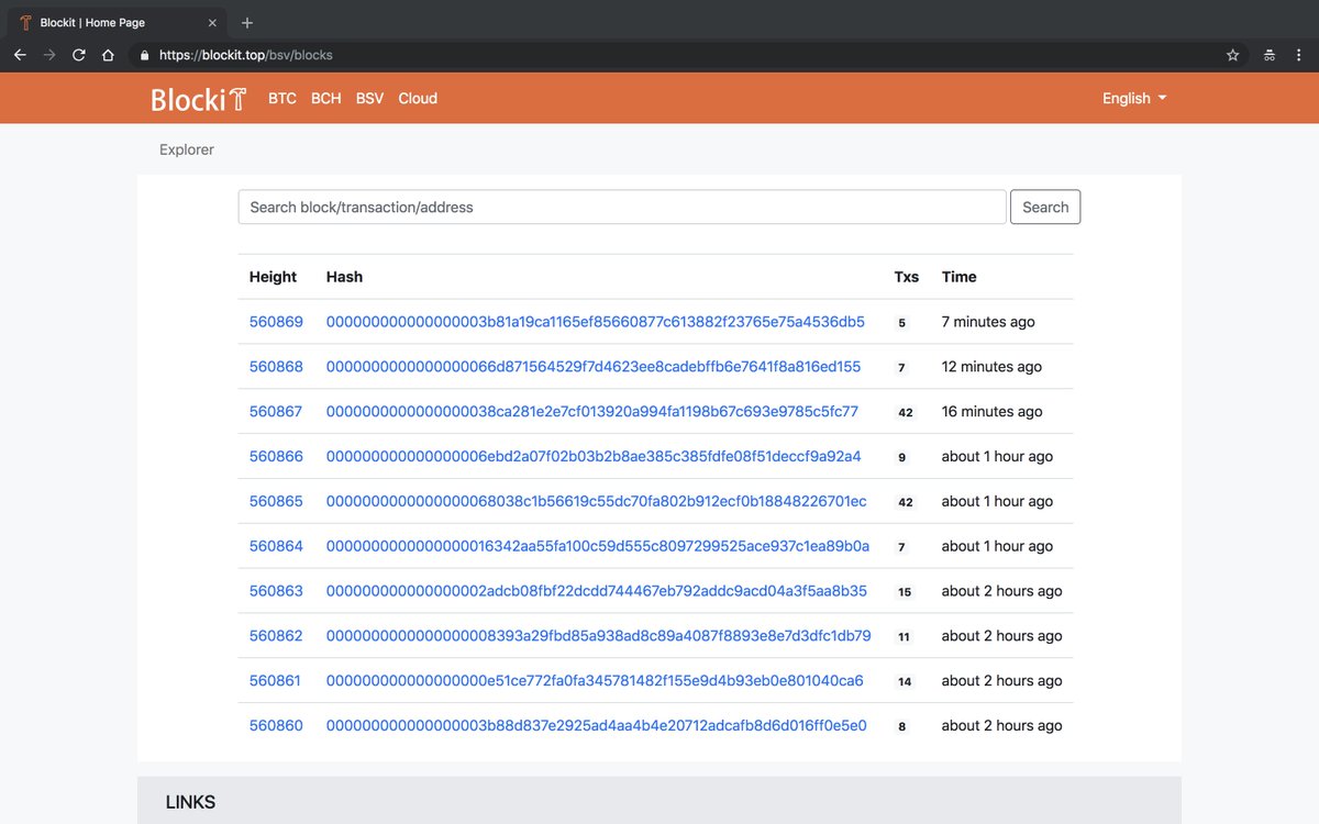 blockit8's tweet image. BSV block browser is now available on Blockit.top

blockit.top/bsv/blocks
@ProfFaustus @CalvinAyre @_BitcoinSV