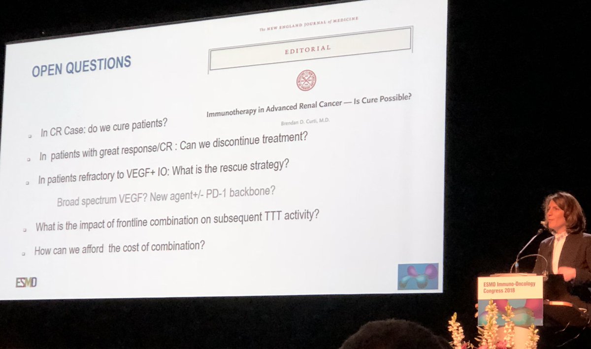 Prof Laurence Albiges #RCC #immunotherapy expert @GustaveRoussy talks @RenalCellCancer #nivo + #ipi set new bar 4 clinical trials/what’s next?/open questions! @BMS_ImmunOnc_US @nkf @ASNKidney @KidneyCancer #ESMOImmuno18