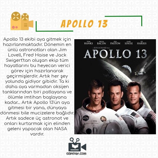/ Apollo 13

"Başarısızlık bir seçenek değildir."

YÖNETMEN: Ron Howard

OYUNCULAR: Tom Hanks, Bill Paxton, Gary Sinise 

YAPIM YILI: 1995

IMDb PUANI: 7.6

#tomhanks #Apollo #Filmizle #film #FilmTwitter #sinema #Haftasonu #Cumartesi